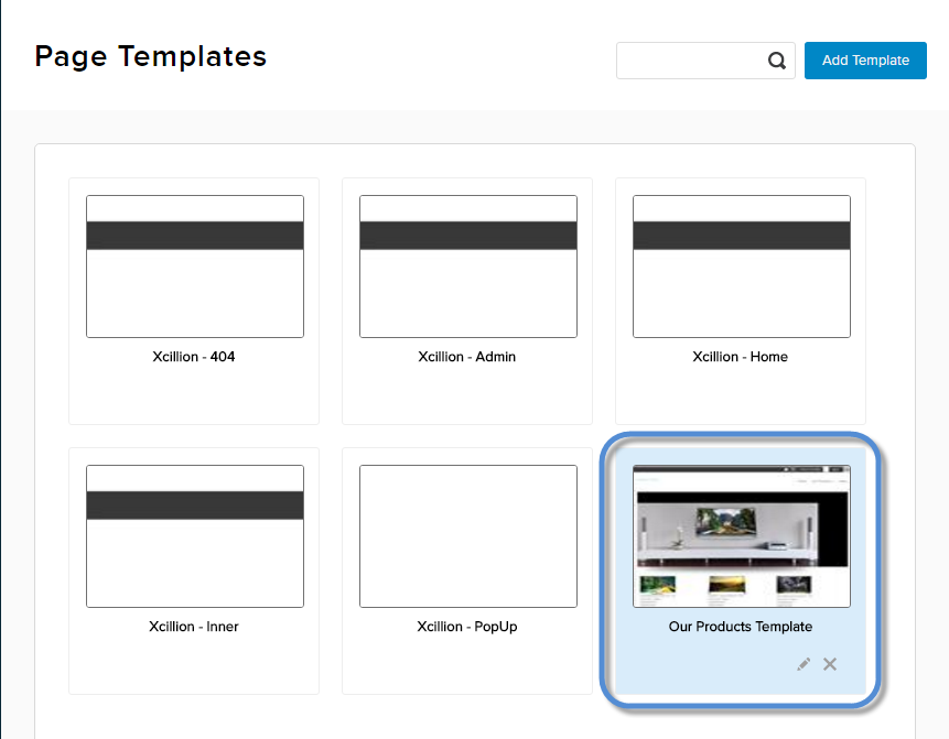List of templates including the new template.