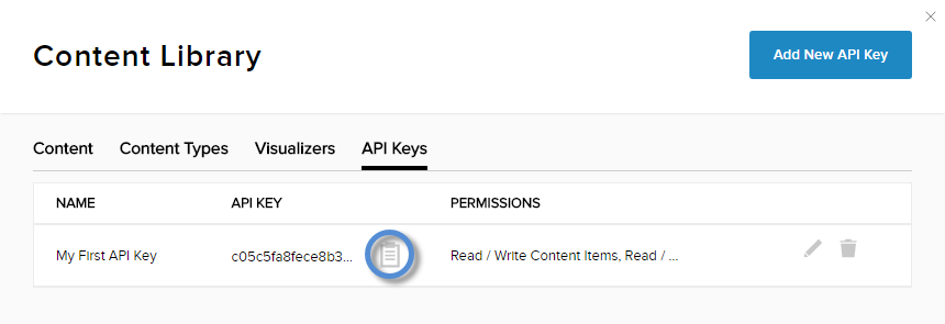 API key list > clipboard icon