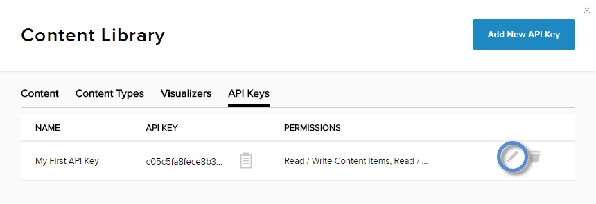 API key list > pencil icon