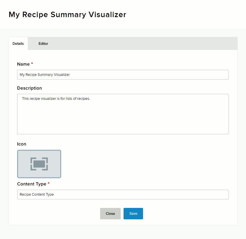 Create a visualizer for displaying recipes in a list.