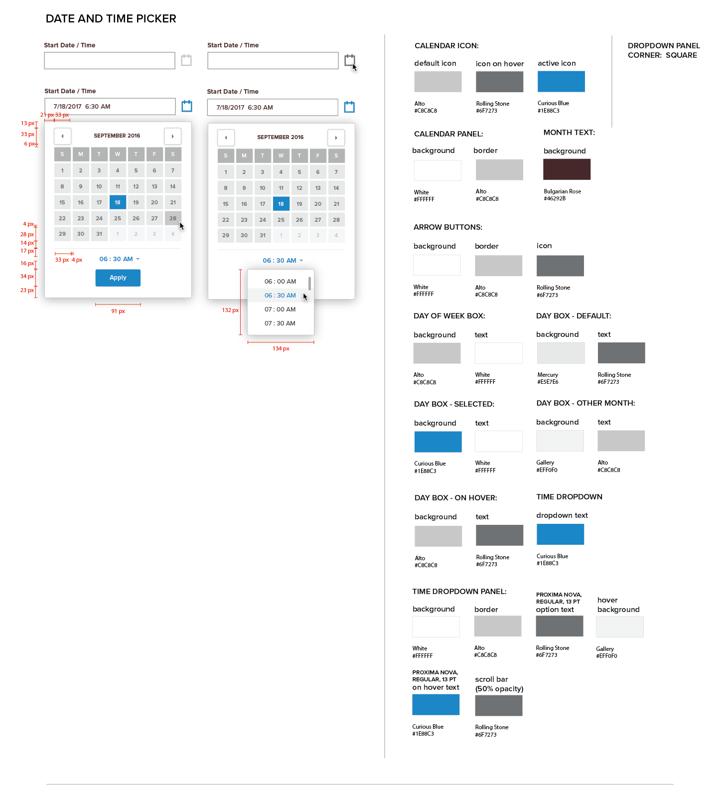 Persona Bar Style Guide - Date And Time Picker